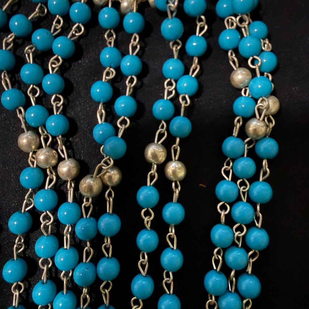 Turquoise and gold adjustable necklace - Picture 2 of 2